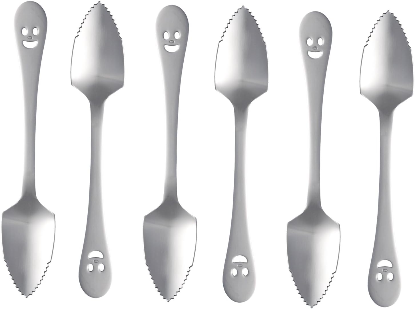 Happy Face High Grade Stainless Steel Grapefruit Spoons (set of 6), made in Japan