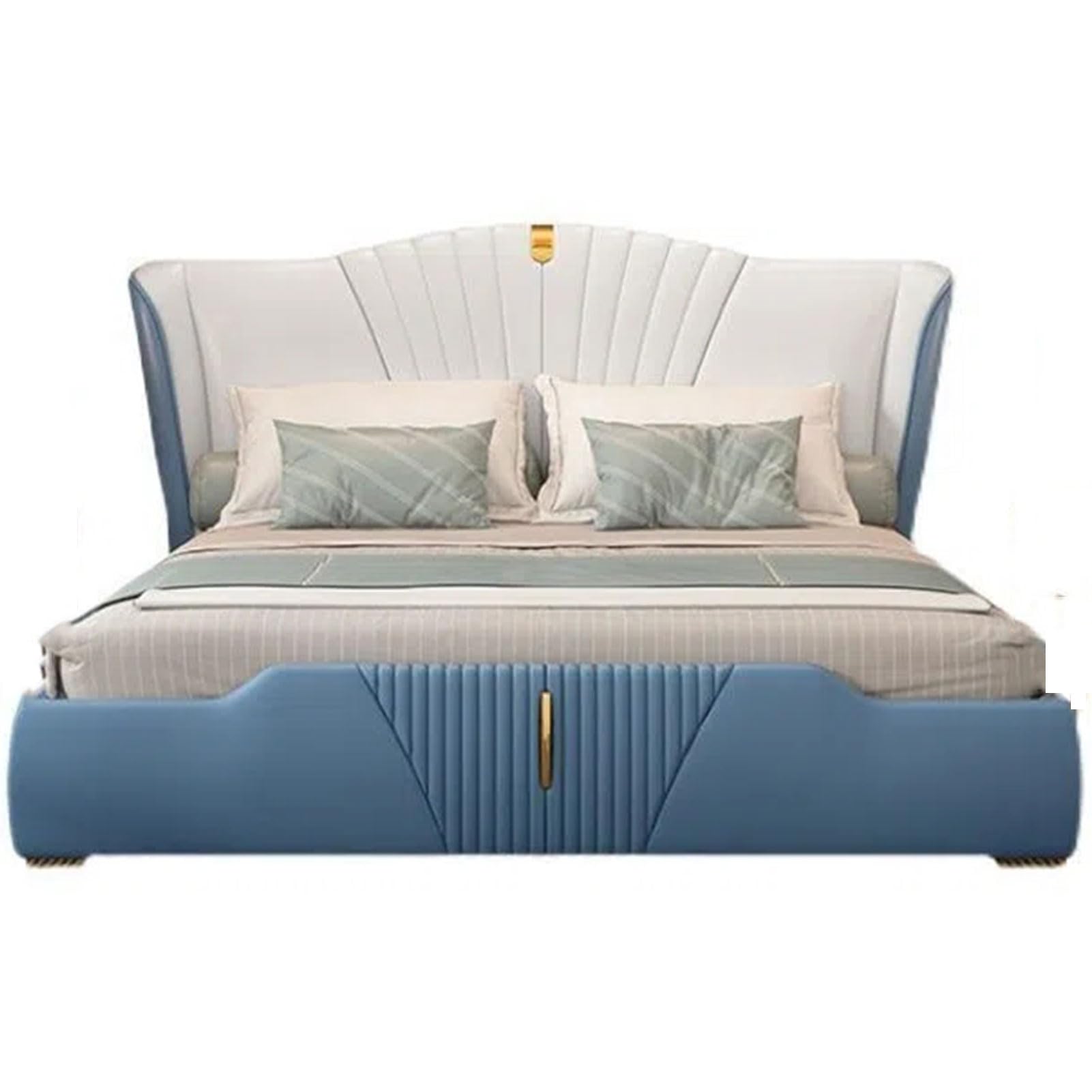 Modern Light Luxury Queen Size Platform Bed King Size Upholstered Platform Bed Frame with Heavy Duty Wooden Slat