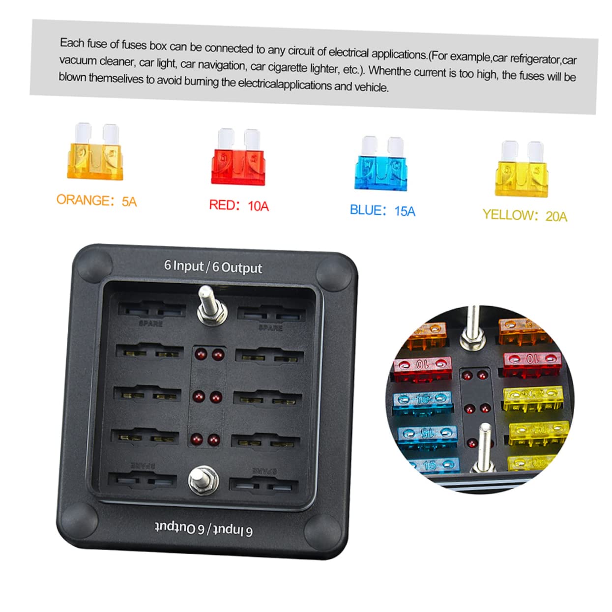 MAGICLULU Blocco Fusibili Auto Uscite Kit Fusibili Portafusibili Terminale Distribuzione Batteria Auto Scatola Per Autoveicoli