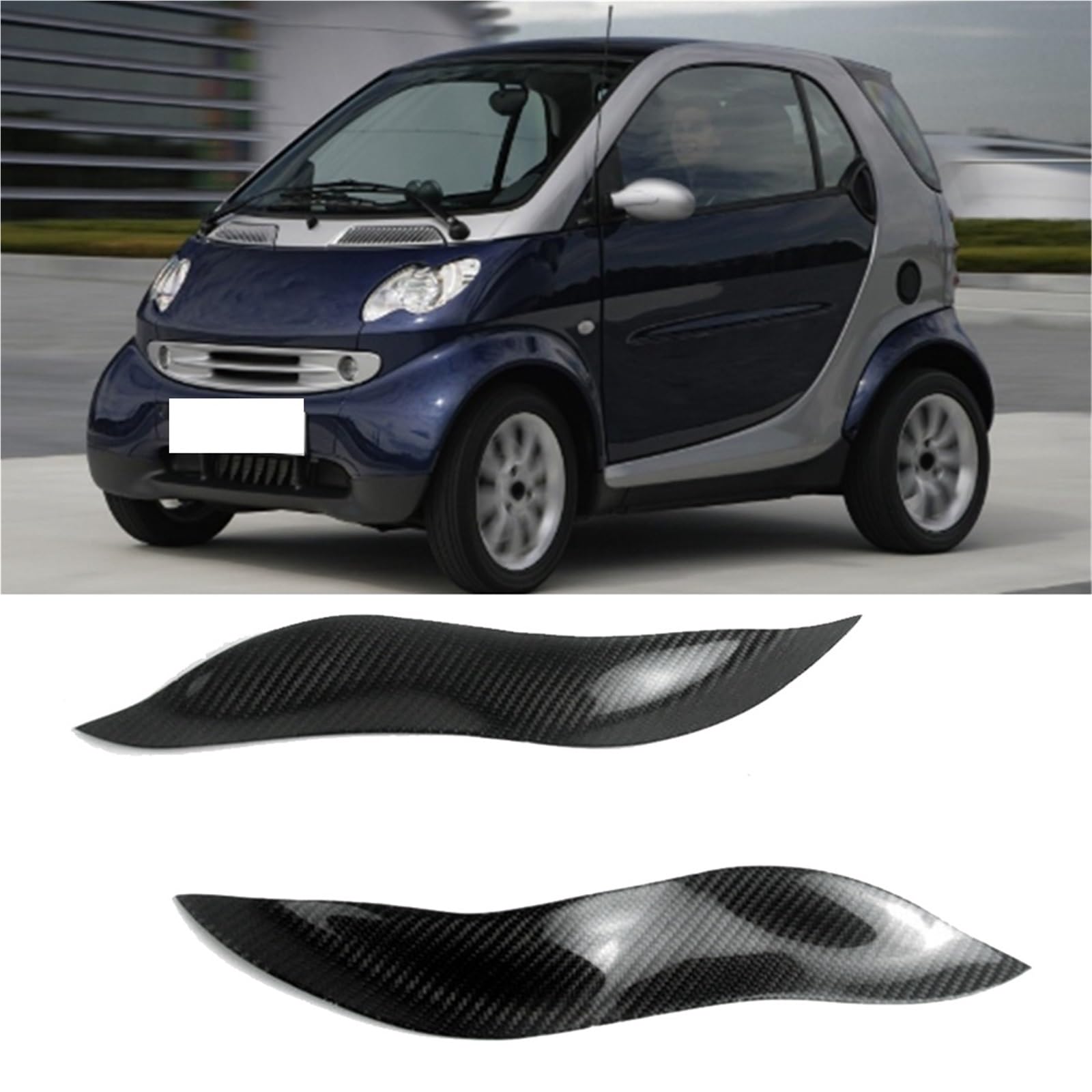 Cejas para Faros de Coche ZDPVK Pegatina for Faros Delanteros de Coche, diseño de Cejas y párpados, for Smart, Color Carbono 2003