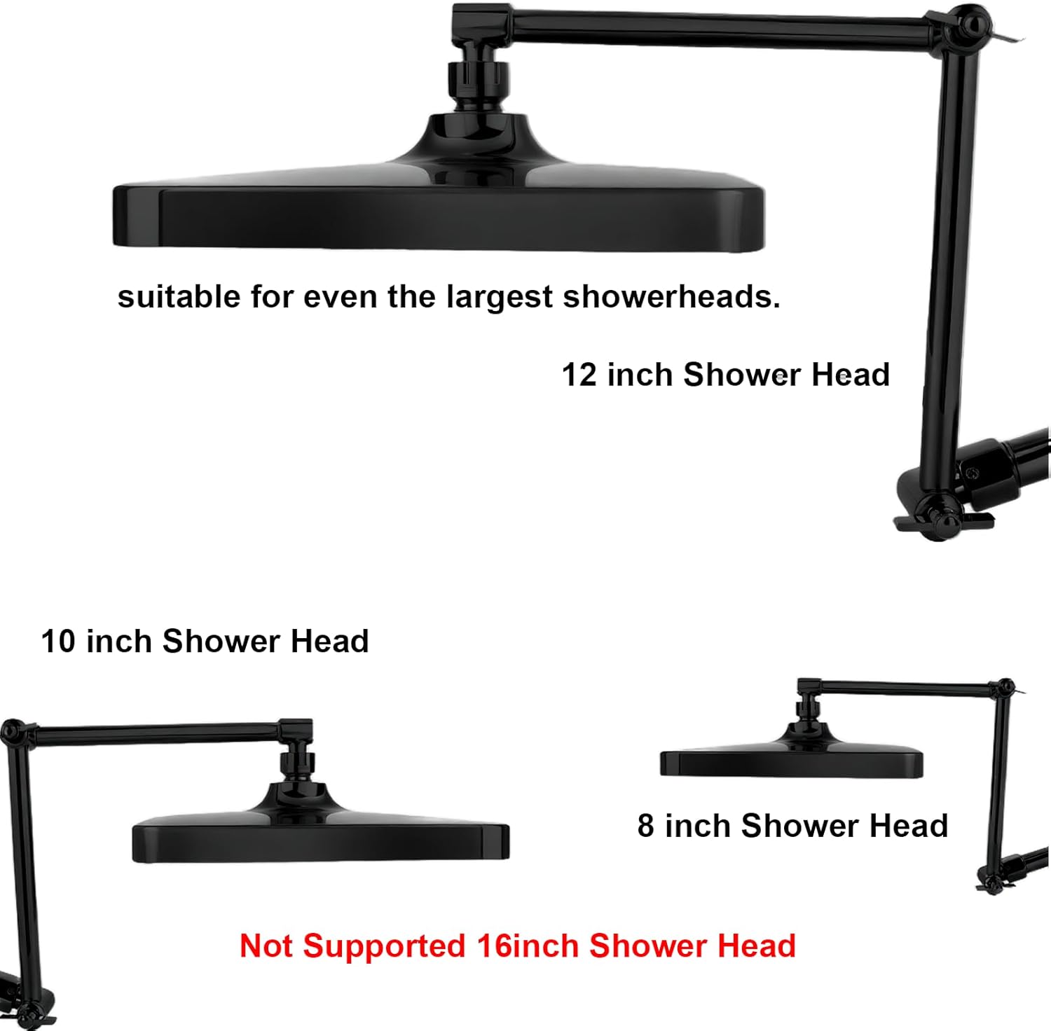 Shower Head Extens Arm, 16 Inch Solid Brass Adjustable Extender with