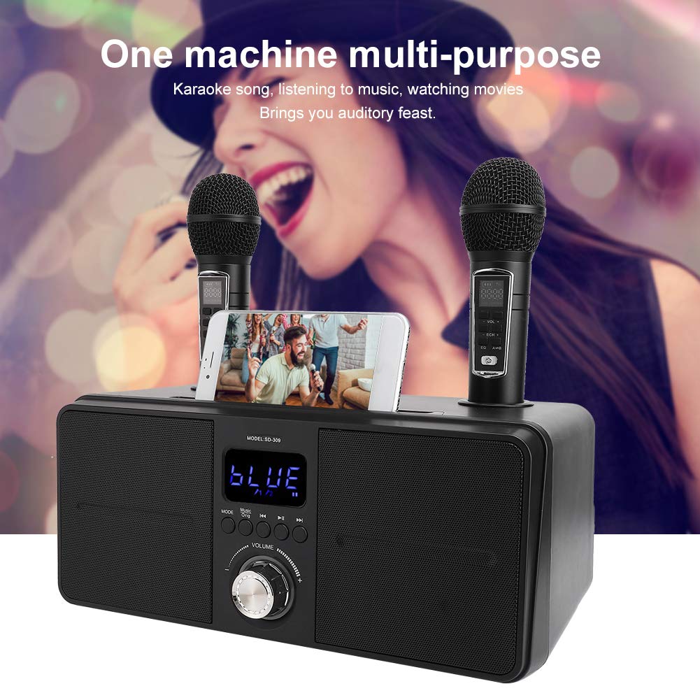 Karaoke Bluetooth, Casse Karaoke con 2 Microfoni Wireless, PA Bluetooth Portatile, Altoparlante Karaoke con Supporto per Cellulare/USB/TF/AUX