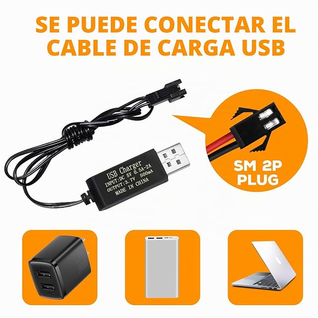 Foto 4 de 8 de 2PCS 3.7V 2000mAh La batería de Litio del Enchufe SM