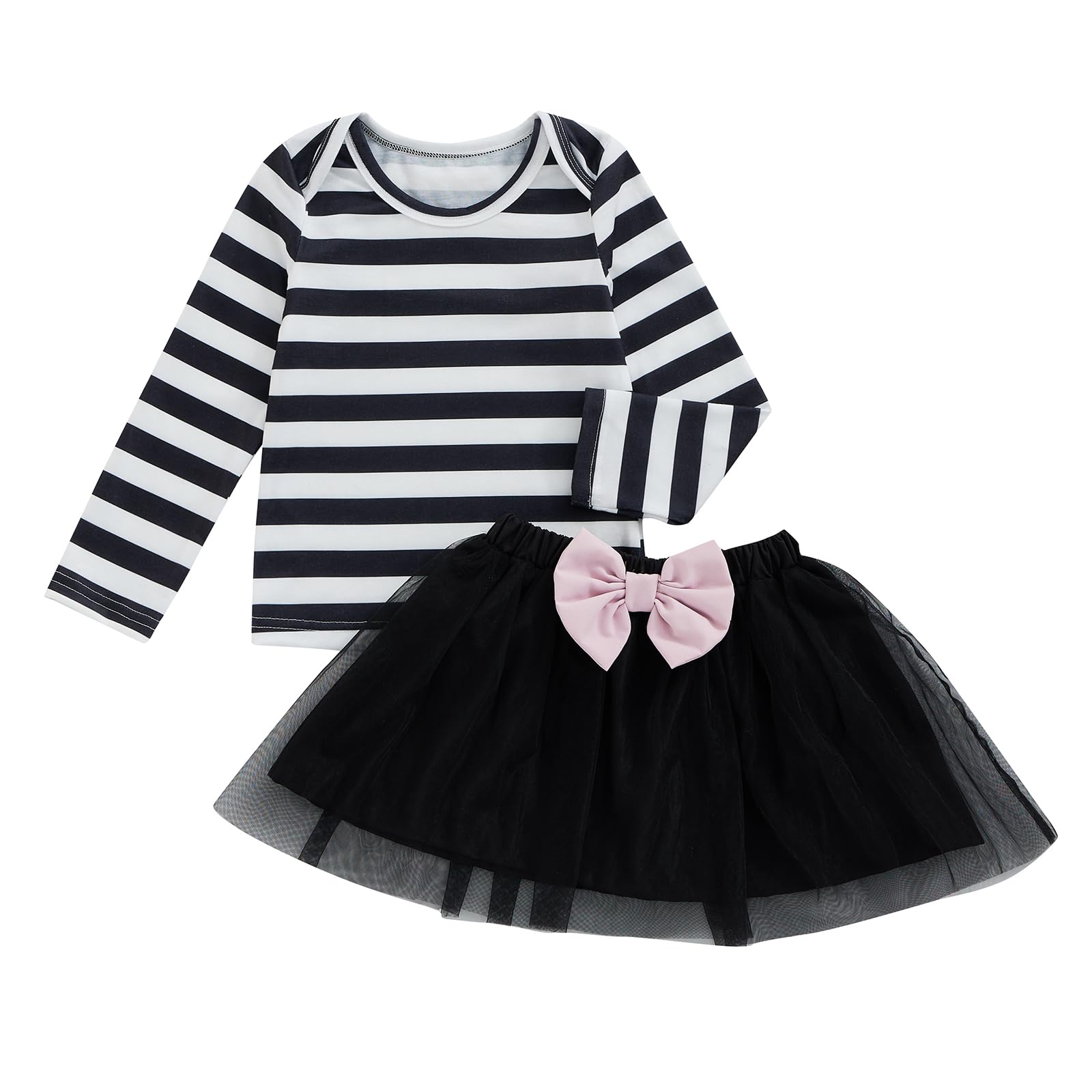 Toddler Girls Halloween Outfits Long Sleeve Pumpkin Sweatshirt Tulle Skirt Dress Kids Girls Christmas Clothes (Black, 2-3T)