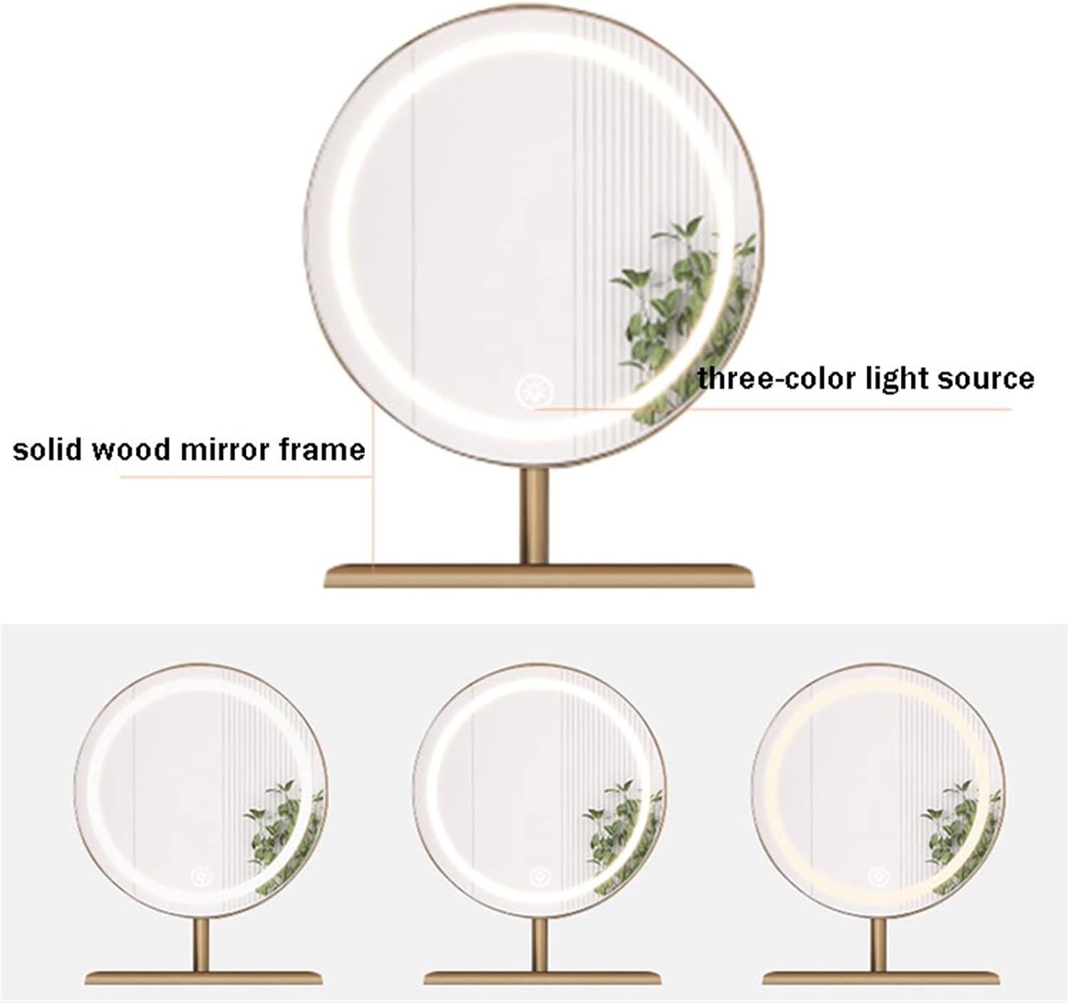 Vanity Dressing Table Set Luxury Makeup Bench with 3 Colors Led Hd Mirror,Comfortable Stool Drawers Cabinet,Modern Simple Style,for Girl's Gift (Size : 80cm) ()