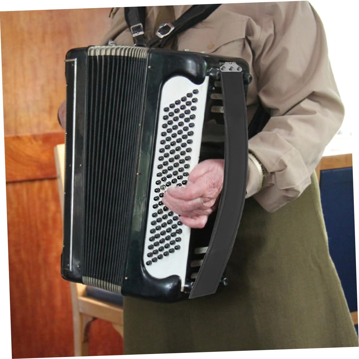 Left-hand Leather Accordion Bass Strap Replacement for Bass Accordion Comfortable Hand Belt Accessory for Left-handed Players Lightweight Musical Instrument Strap