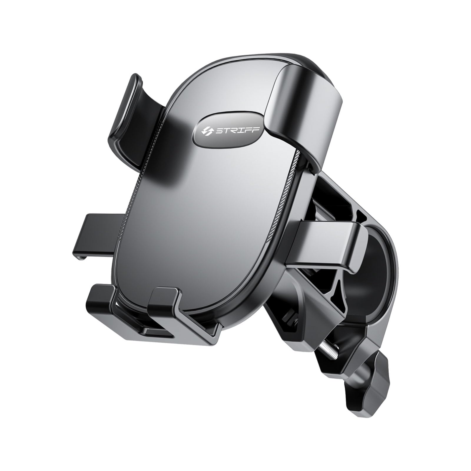 STRIFF Mobile Holder for Bikes with One Click Locking, Anti-Shake-Firm Grip, 360° Rotation, Aluminium Handlebar Cellphone Holder for Maps and GPS Navigation, Mobile Holder for Scooty & Bikes