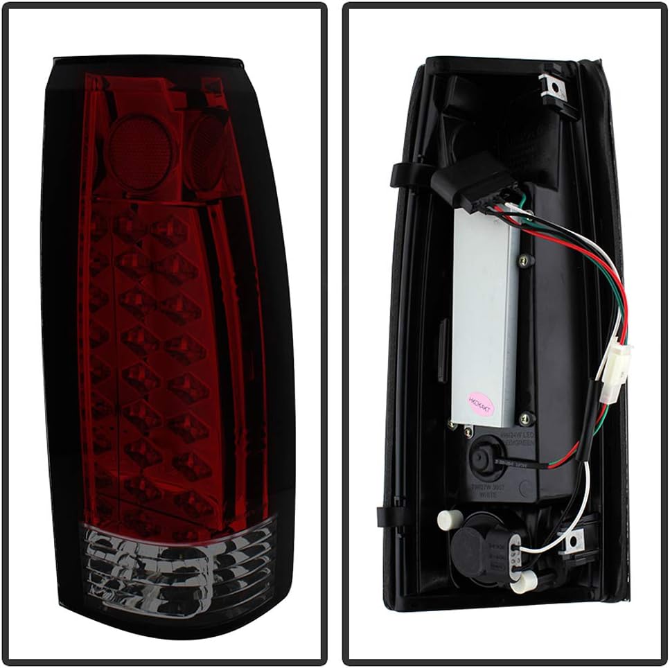 ACANII - For 1988-1998 Chevy Silverado GMC Sireea C/K 1500 Red Smoked LED Tail Lights Lamps Pair Set Driver & Passenger