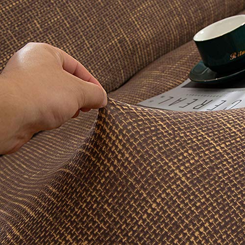 MIFXIN Armless Sofa Cover Futon Slipcover Stretch Elastic Folding Sofa Bed Non-Armrest Couch Furniture Protector Spandex Printed Washable Sofa Cover Without Armrests (Linen Coffee) - Thumbnail 6