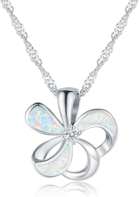 CiNily Opal Pendant Necklace Gold Plated Flower Pendant Opal Jewelry Gifts for Women Girls Gemstone Necklaces