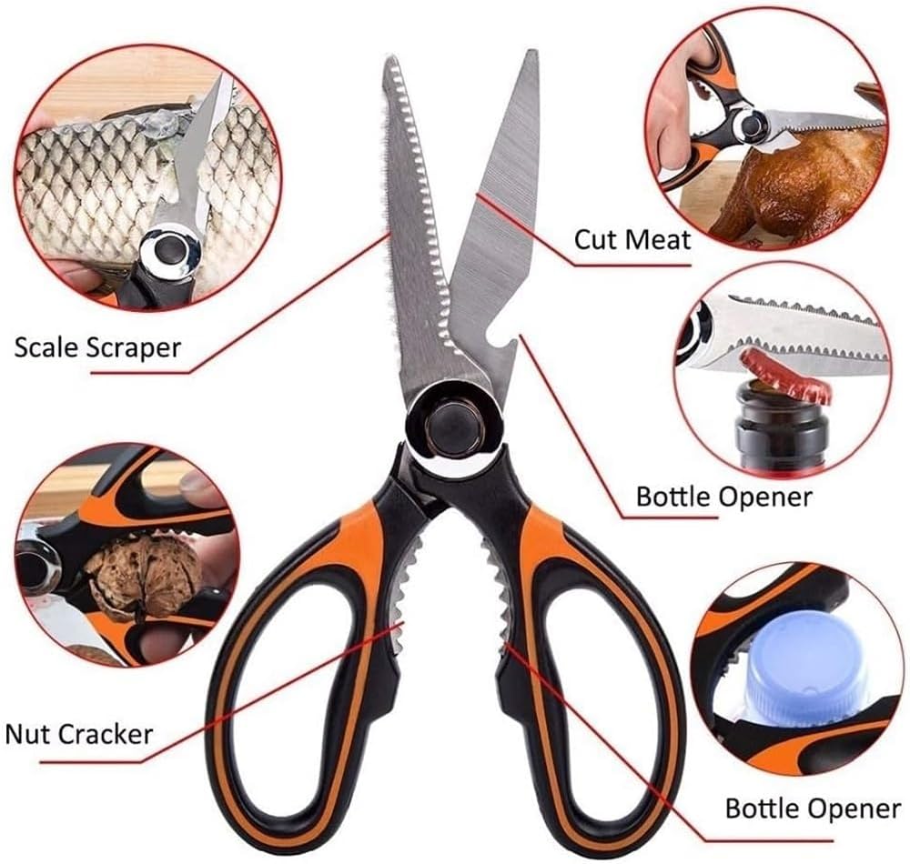 Kitchen Scissors,Kitchen Shears Multi-Function with Sharp Blade Professional Poultry Shears Stainless Steel