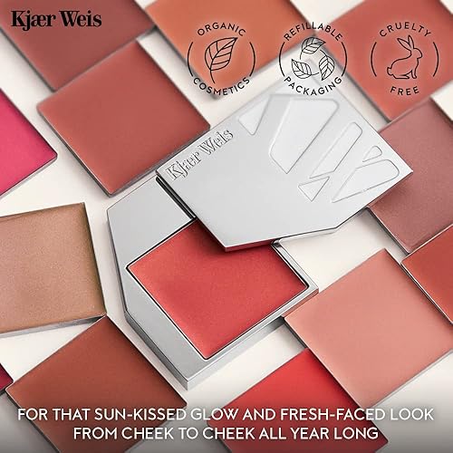 Miniatura 6 de Kjaer Weis - Rubor en crema certificado orgánico, galardonado, maquillaje de rubor rocío, mezclable, de larga duración para mejillas, ojos y labios,
