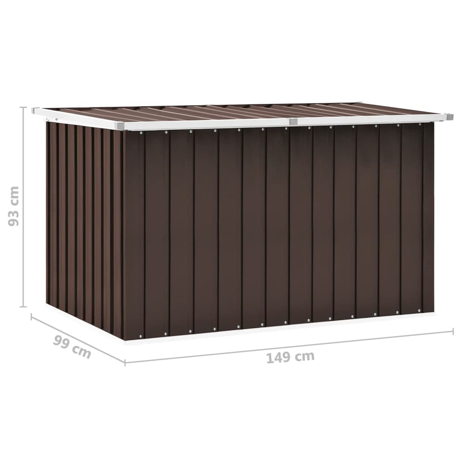 Homgoday Stal ocynkowana i plastikowa skrzynka do przechowywania ogrodu brązowa 149x99x93 cm na podwórko balkon