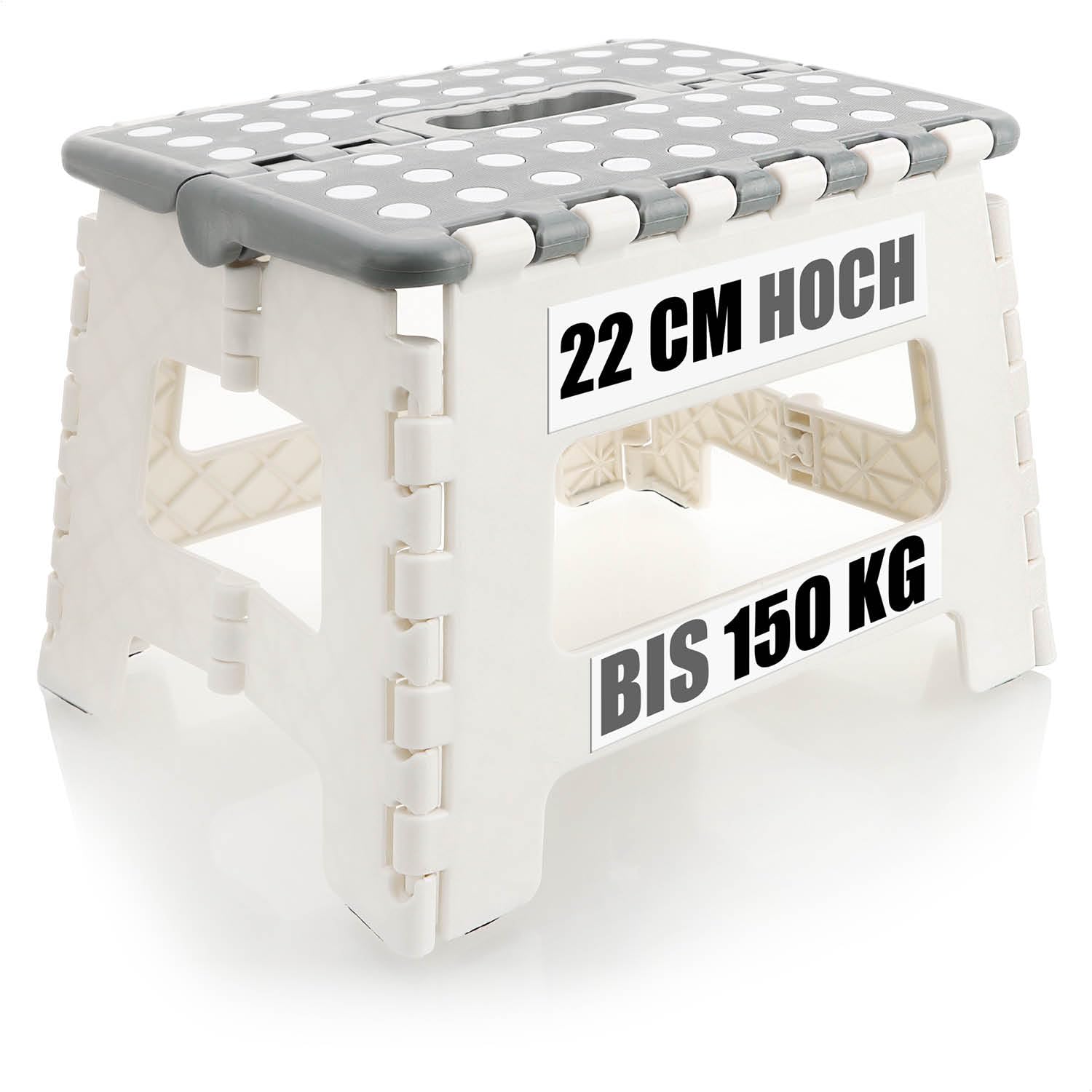 COM-FOUR® folding step with rubber studs, foldable step stool, portable climbing aid for household, non-slip folding stool