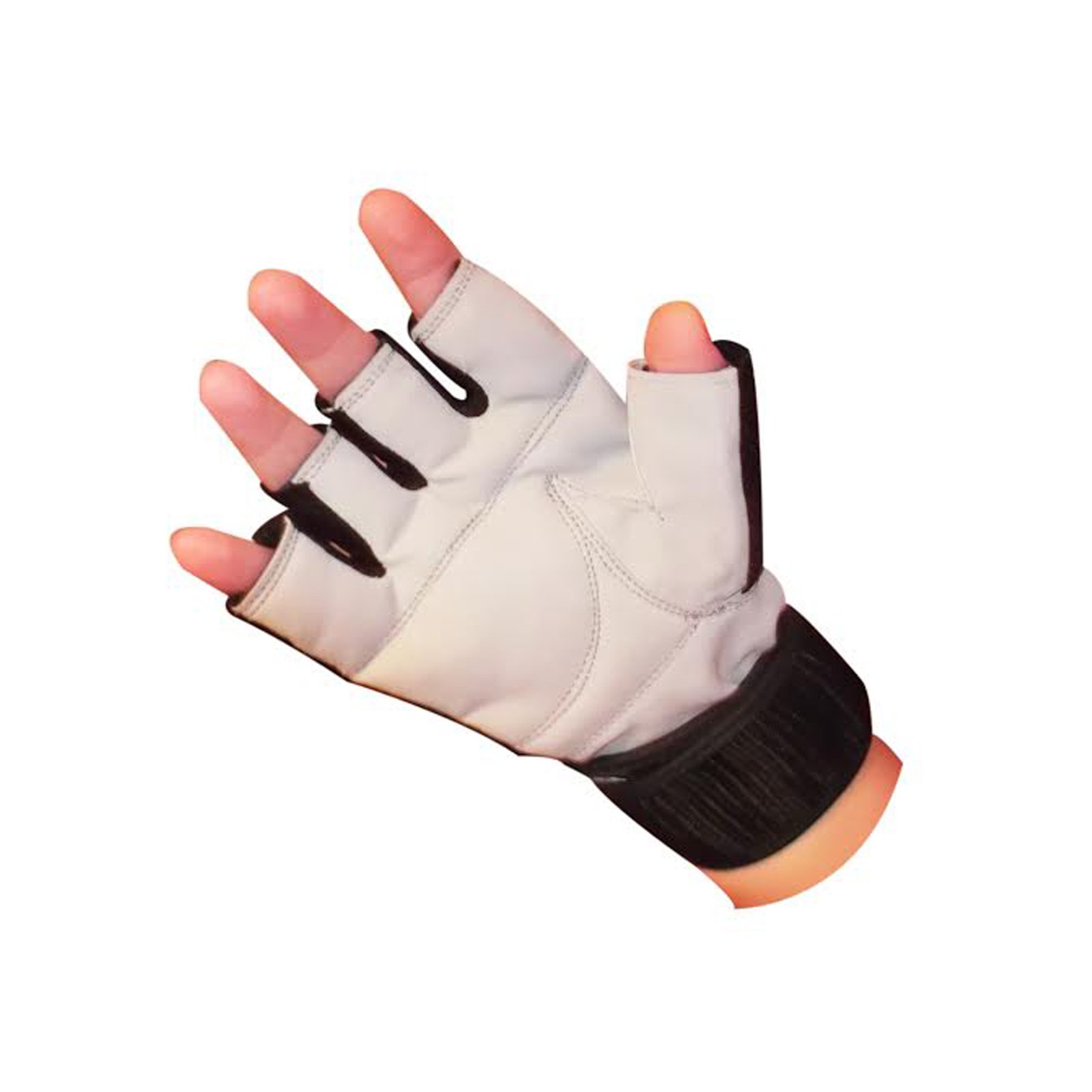 Sufiah Mens Leather Weightlifting Mitts Bodybuilding Gym Training Gloves Wheelchair Finger Less Padded (S-M)