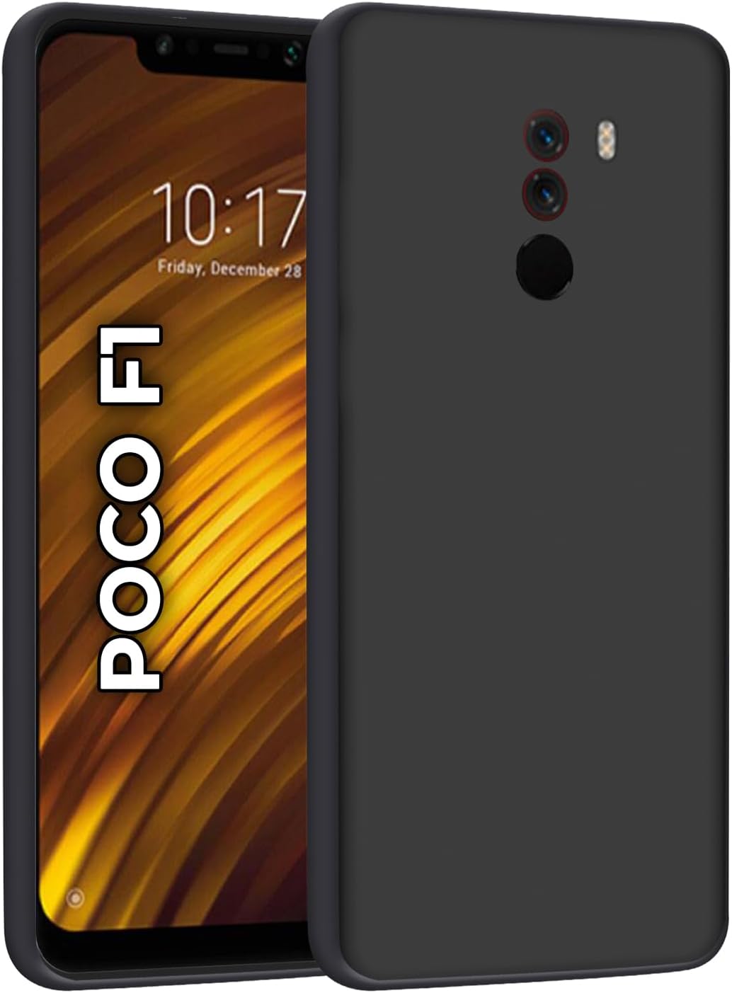 HELLO ZONE Rubber Exclusive Matte Finish Soft Back Case Cover for Xiaomi Poco F1 - Black