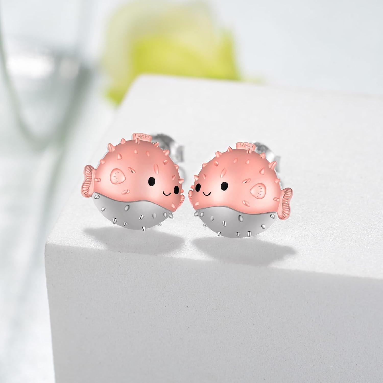 Pufferfish Earrings/Chinchilla Earrings/Avocado Cat Earrings/Fish Earrings 925 Sterling Silver Globefish Earrings Animal Earrings Jewelry Gift for Women - Image 2