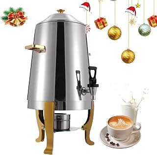 13L Hot Beverage Dispenser Commercial Grade Stainless Steel Coffee Urn Chafer, Hot Drinks Dispenser for Milk Coffee Tea Water Juice - Parties Event Buffet Catering, Alcohol Heating