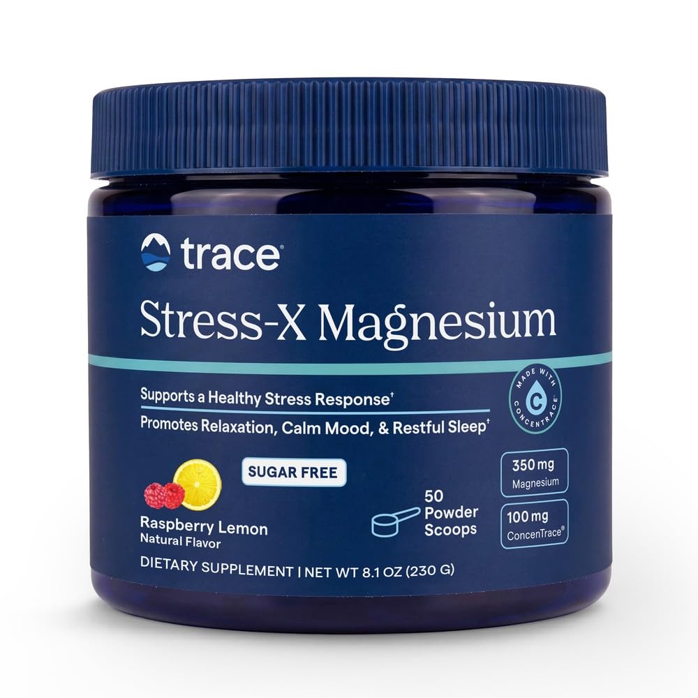 Trace Minerals Stress-X Magnesium Powder, 350mg, Raspberry Lemon, 8.1 oz Raspberry Lemon Flavor 7.9 Ounce (Pack of 1)