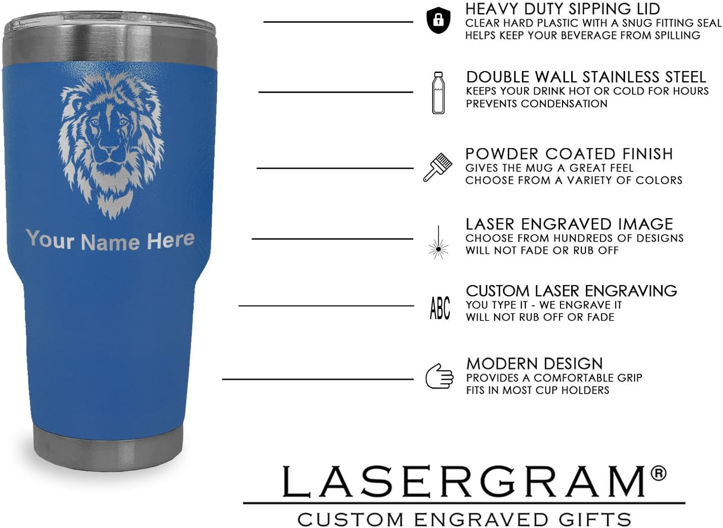 LaserGram 30oz Vacuum Insulated Tumbler Mug, Golfer Golfing, Personalized Engraving Included (Dark Blue)