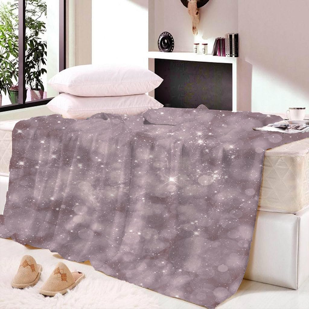 Manta De Franela De Microfibra 180X200Cm Manta De Felpa Suave Para Sofá Cama 3D Cielo Estrellado Púrpura De Fantasía Impresión Patrón Manta Polar Invierno Gruesa Y Esponjosa Caliente Transpirable