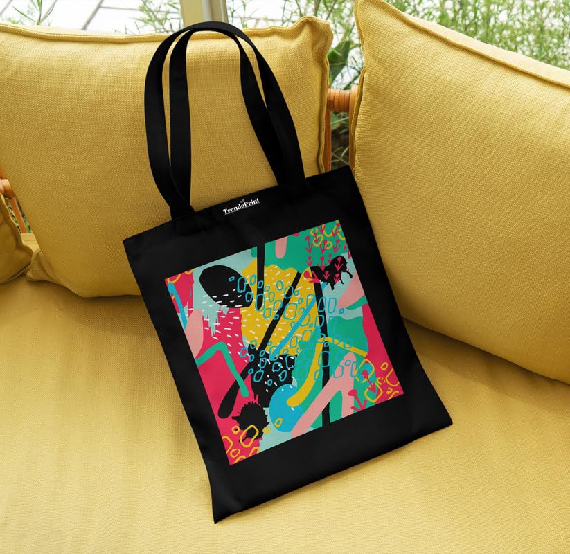 Image of TrendoPrint Reusable Shopping Bag Canvas Tote Bag for Grocery, College, Office & Shoulder Handbag Travel Bag for Men and Women (14x16 inches)
