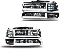 Vista 13 de G-PLUS Faros delanteros LED DRL compatibles con Chevy Silverado 1999-2002/Silverado 1500HD 2500HD/00-06 Tahoe Suburban 1500 2500, 2002, 2