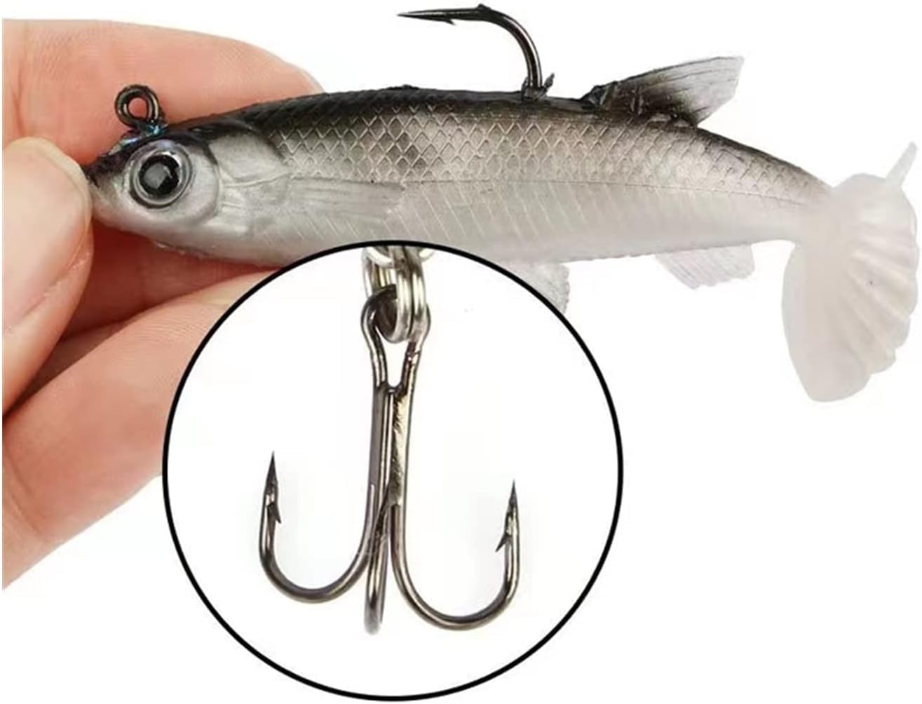 Mingshan 5 Pz Esca Morbida Pesce Morbido 8cm 13g Pesca in Mare con Gancio Pesce Artificiale Silicone Esche Morbide Esche di Pesce, 5pcs, 80mm