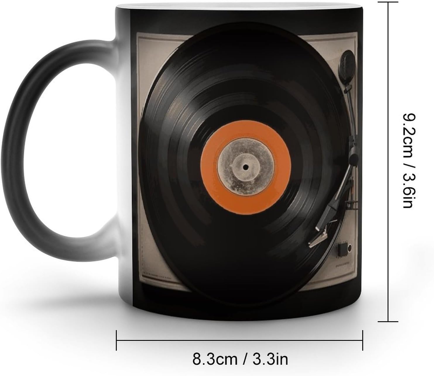 Vintage Vinyl Record Color Changing Mug Heat Sensitive Ceramic Cup Thermochromic Coffee Cup Funny Discoloration Mug Magic Mugs Novelty Gifts for Birthday Men Women image 2