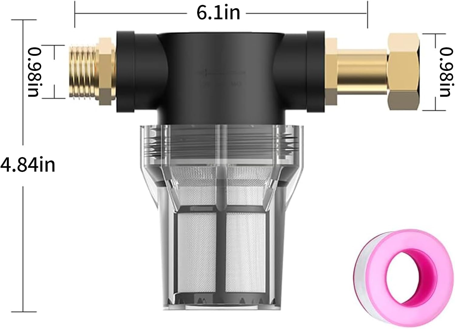 Garden Sediment Filter Premium Leakproof 3/4" Raw Water Strainer for Pressure Washer Inlet and Transfer Pump with 80 Mesh Screen image 2
