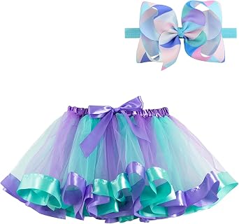 BGFKS LayeredTulle Rainbow Tutu Skirt for Newborn Baby Girls 1st Birthday Photography Outfit Sets.