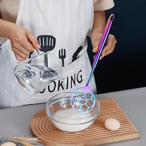 Miniatura 3 de Batidor de masa, con forma de fútbol americano resistente, batidor plano de acero inoxidable para cocinar y hornear, sin horking en el mango para