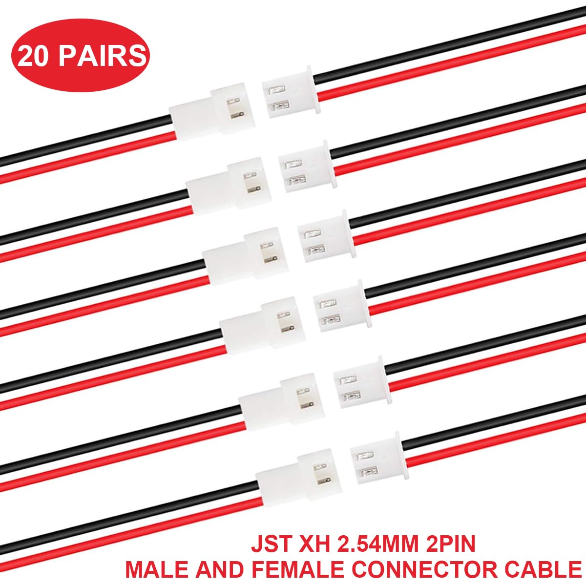 JST XH 2,54mm Stecker Kabel - 10 Paare 2-polig Mit 22AWG Kabel