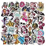 Monster high School Stickers for Water Bottle 50PCS Trendy Water Bottle Skateboard Motorcycle Luggage Waterproof Vinyl Decals for Kids Teens,Girls
