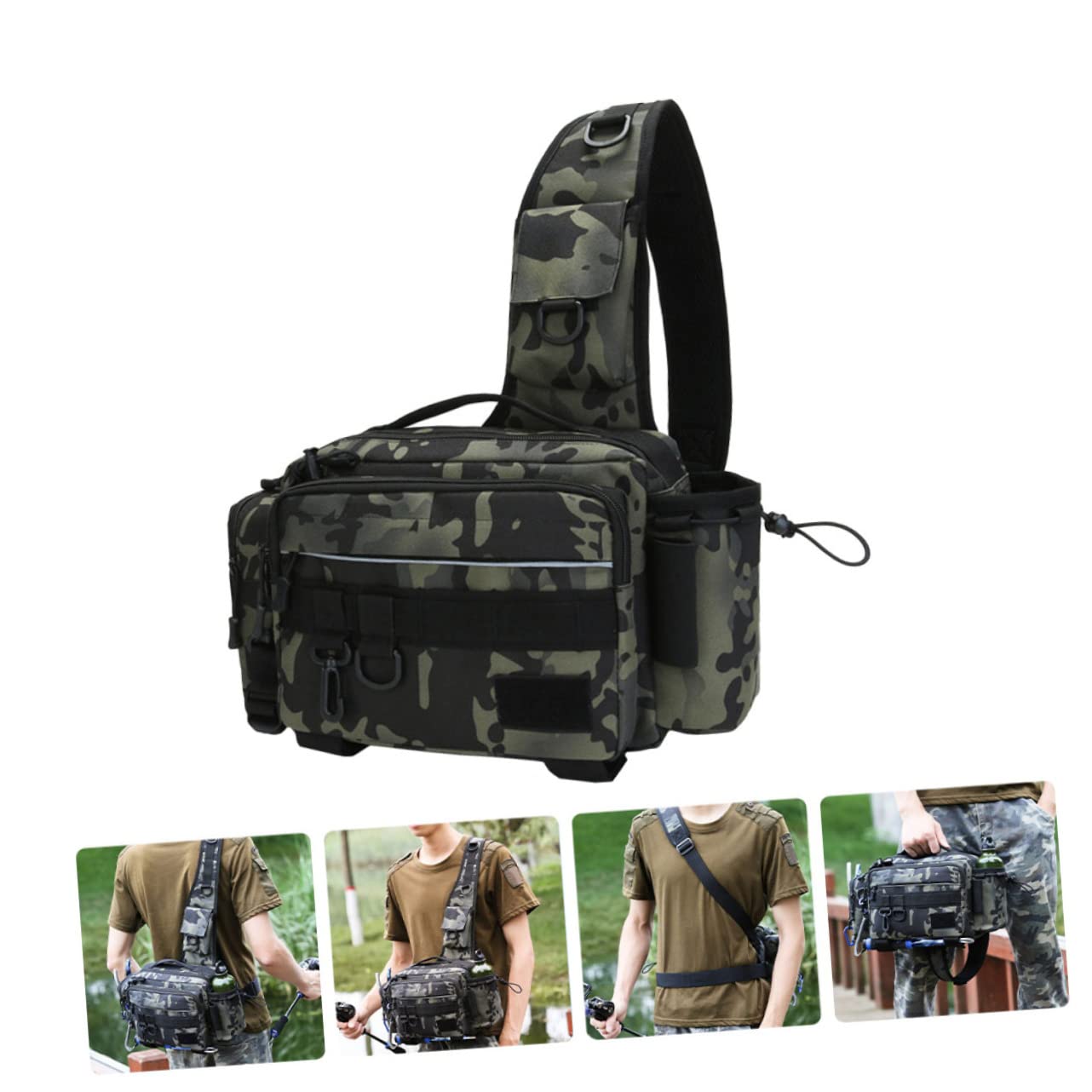 1pieza Bolsa De Pesca De Correa Para Hombro Para Actividades Al Aire Cañas y Accesorios De Pesca Diseño Moderno Camuflaje Nocturno