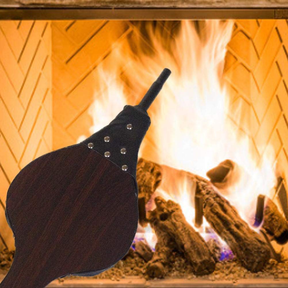 Soffietto in legno per camino, soffiatore manuale in legno, per barbecue, camino, ventilatore a mano, accessorio per camino, ventilatore per barbecue, camino, ventilatore marrone, con