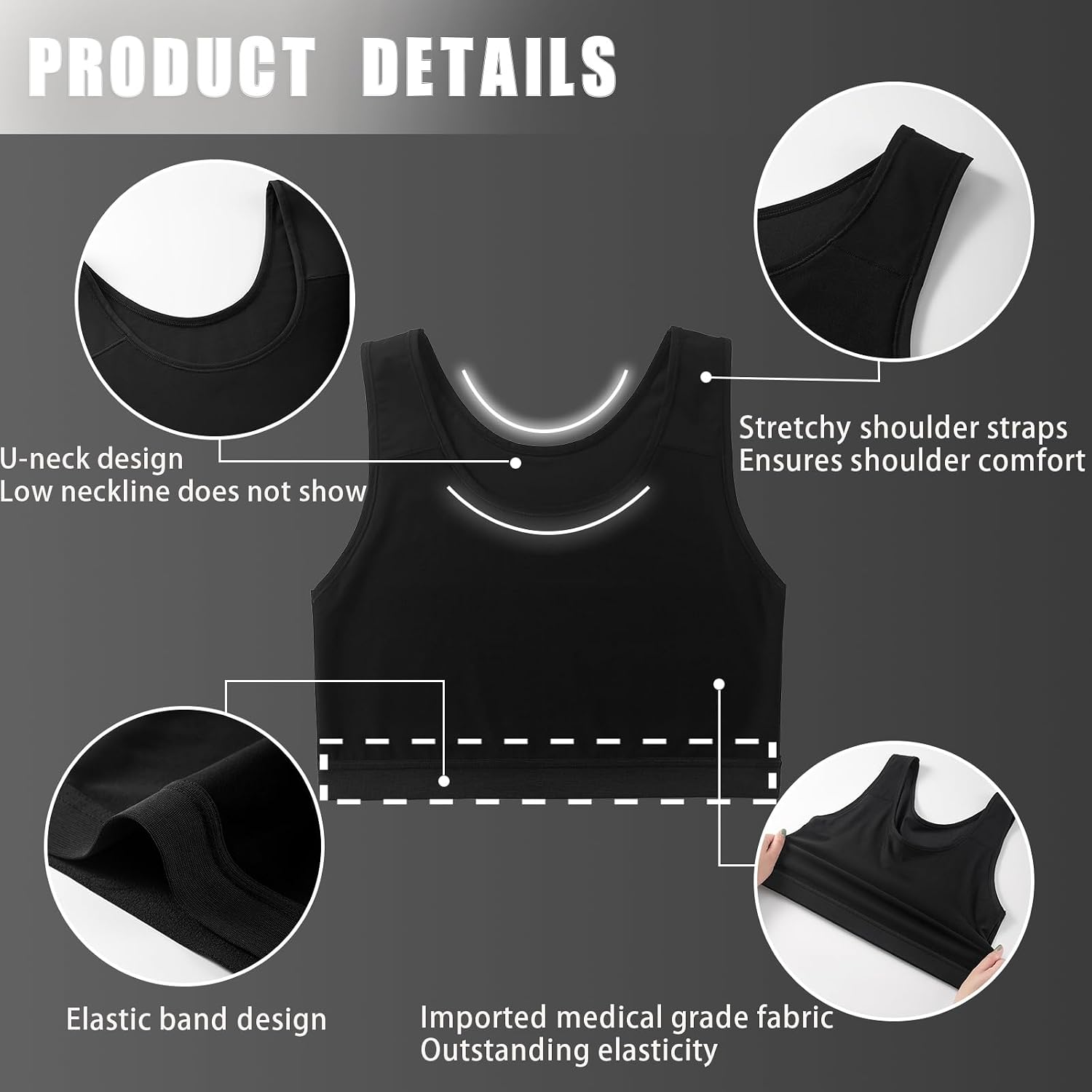 XUJI Breathable Half Chest Binder for Transgender FTM Pullover Binder