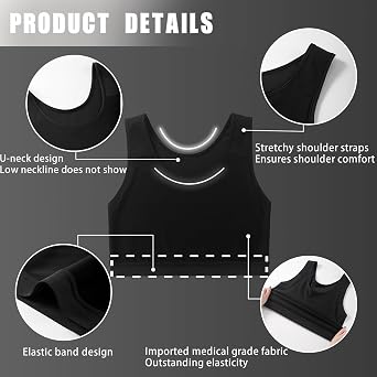XUJI Breathable Half Chest Binder for Transgender FTM Pullover Binder
