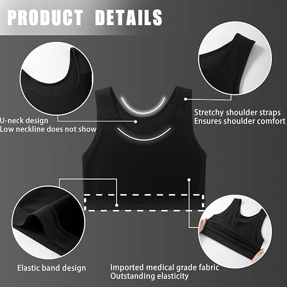 XUJI Breathable Half Chest Binder for Transgender FTM Pullover Binder