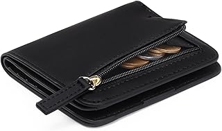 Women's Wallet RFID Blocking Leather Compact Bi-fold Wallet for Woman Zipper Coin Pocket Small Ladies Purse with ID Window