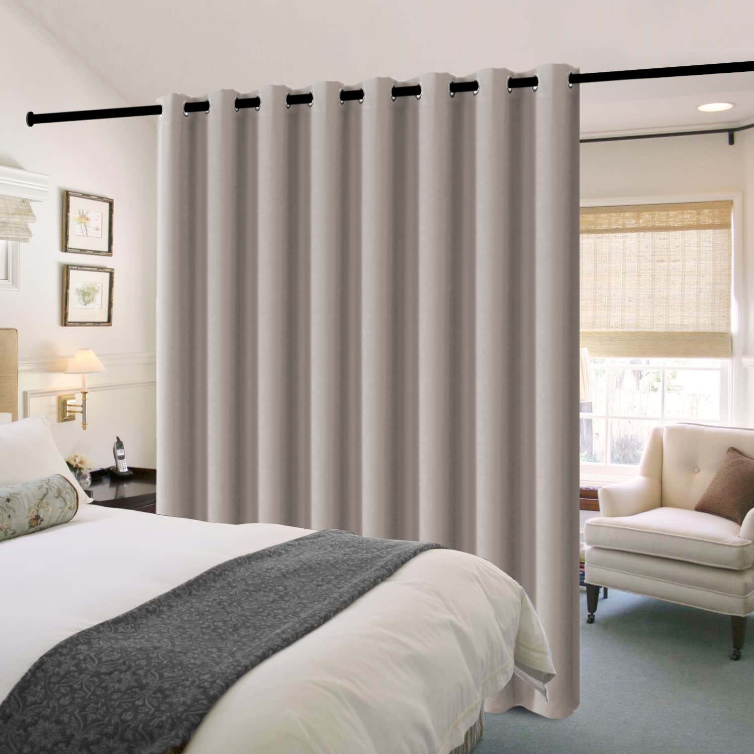 H.VERSAILTEX - Cortinas 100% Opacas Con Textura De Lino Lujoso, Cortinas Térmicas Opacas Con Ojales, Cortinas De Oscurecimiento Energéticamente Eficientes Para Ventanas De Dormitorio 213,4 Cm, Juego