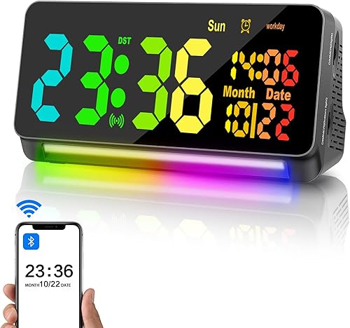 Miniatura 8 de Reloj despertador digital de 120 db para dormitorios, 15 sonidos de despertador, despertador digital para adultos que duermen pesados, luz nocturna