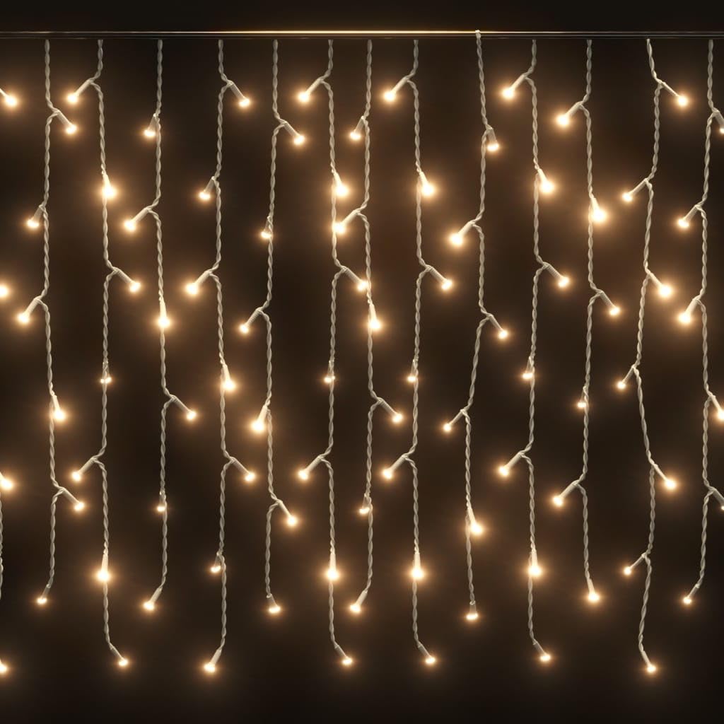 Rideau lumineux à glaçons LED 10m 400LED Blanc chaud 8fonctions Décoration Noel Lumière Extérieure Deco Noel Interieur Maison Pour Fenêtre Noël Mariage Anniversaire Maison Patio