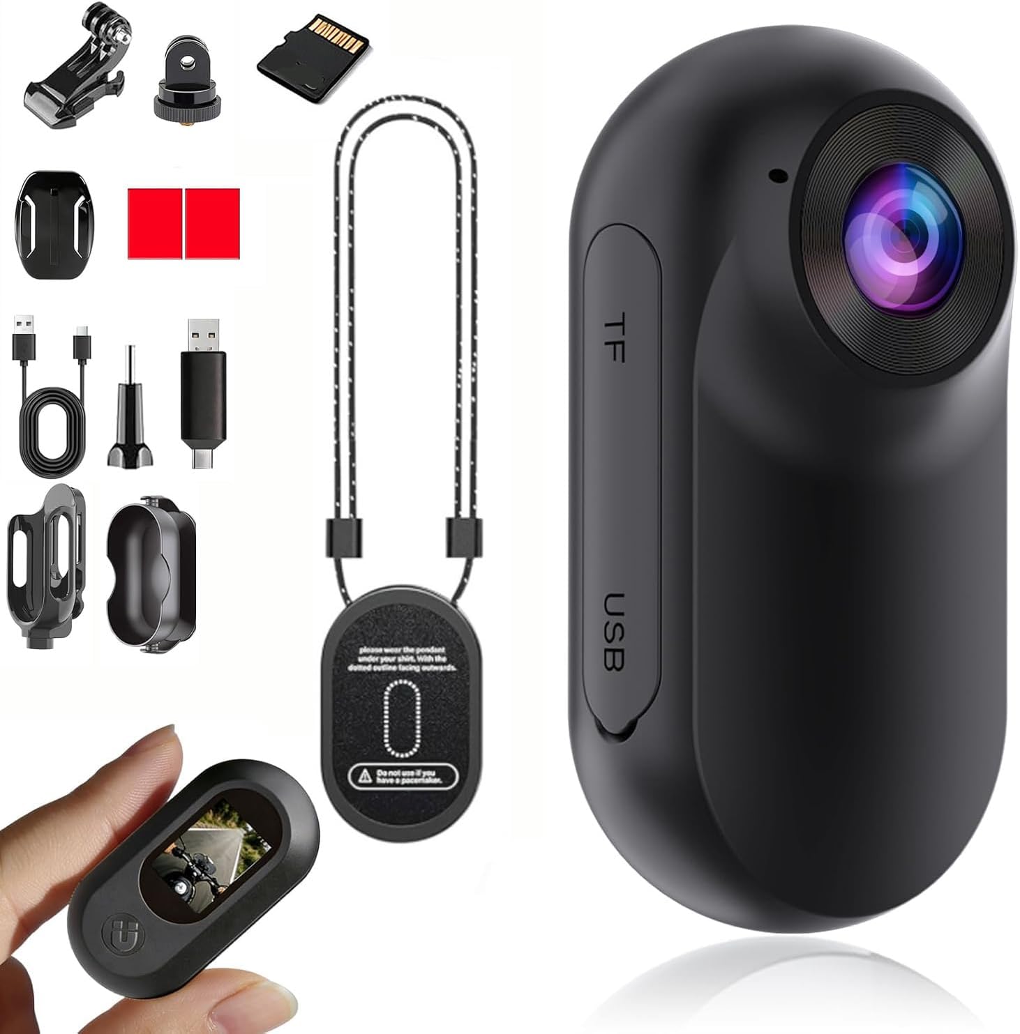 Mini Body Camera 1080P, Thumb Size Wearable Helmet Camera, Clip On Action Cam, Body Cam for Cycling Travel Sports(Black)