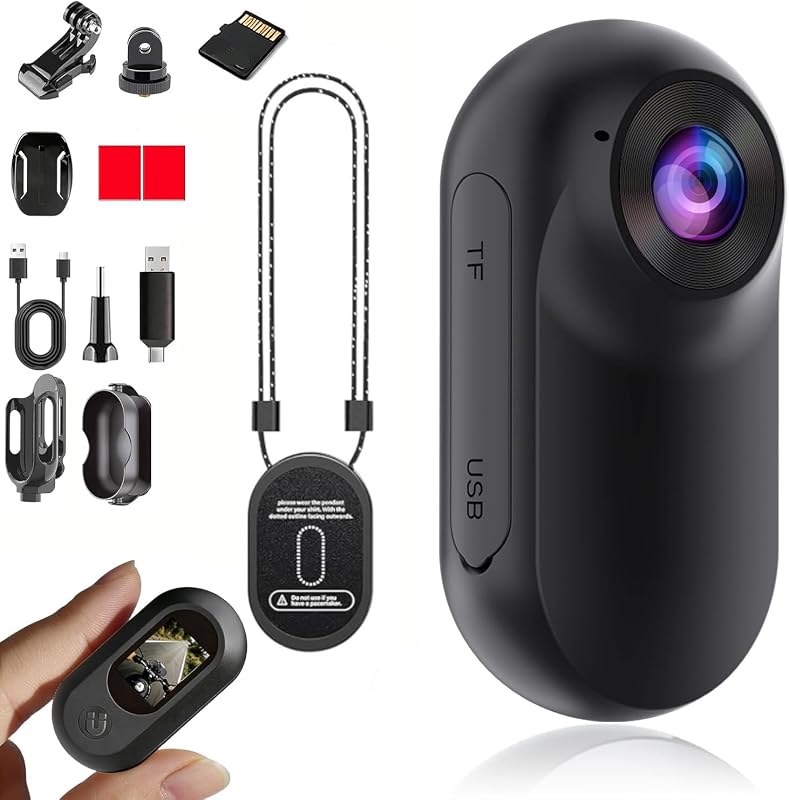 Mini Body Camera 1080P, Thumb Size Wearable Helmet Camera, Clip On Action Cam, Body Cam for Cycling Travel Sports(Black)