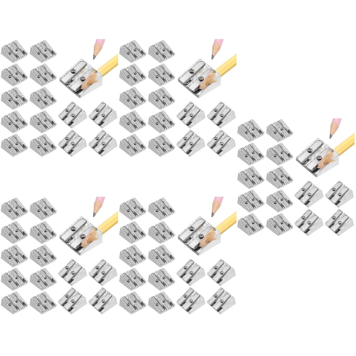 SHINEOFI 80stücke Teiliges Aluminium Double Hole Anspitzer Handheld Bleistift Und Eyeliner-schärfer Kompakte Manuelle Bleistiftspitzer Für Büro Und Schule