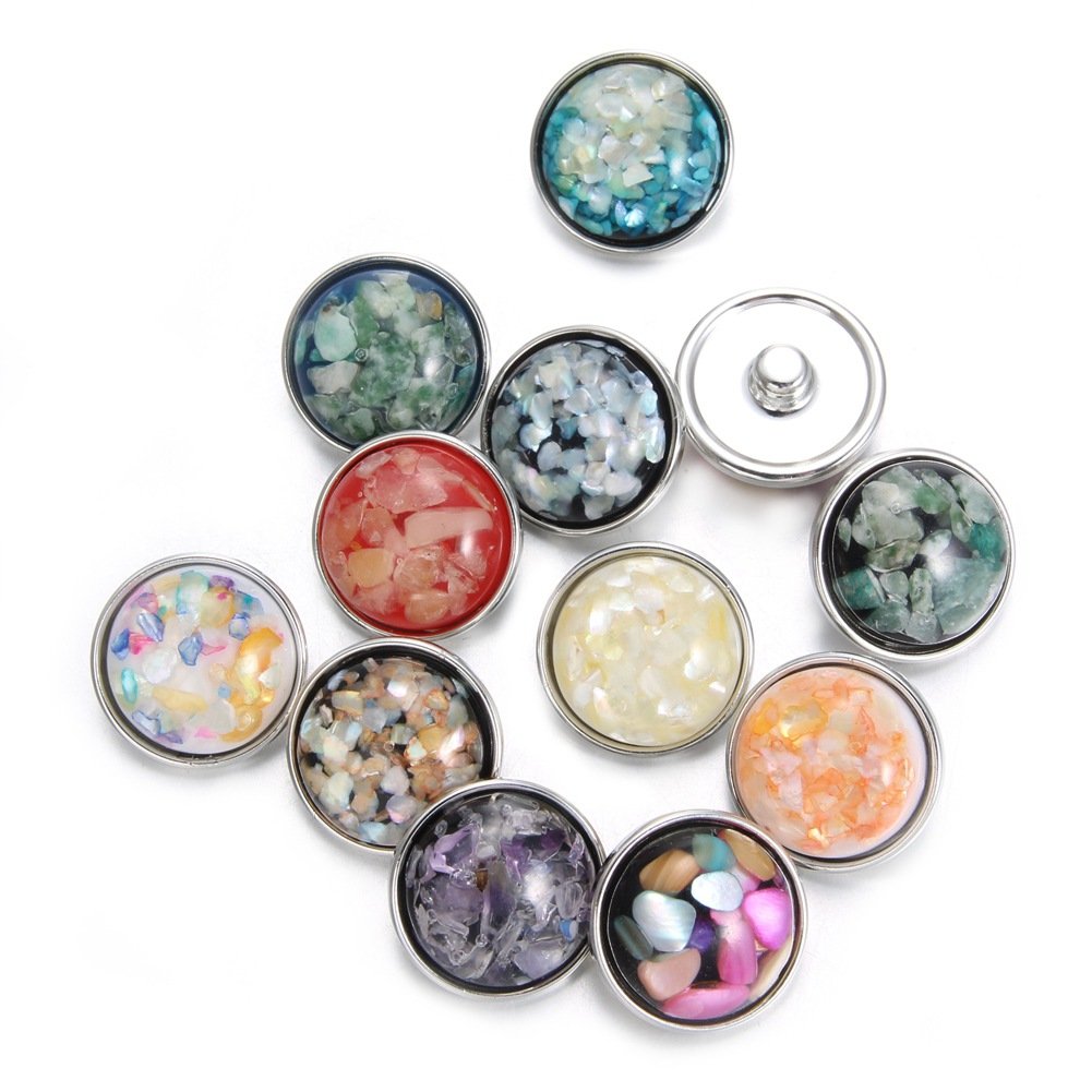 Soleebee 24 pcs Bouton Pression en Cristal Coquille Opale Bijoux Charms de 20mm
