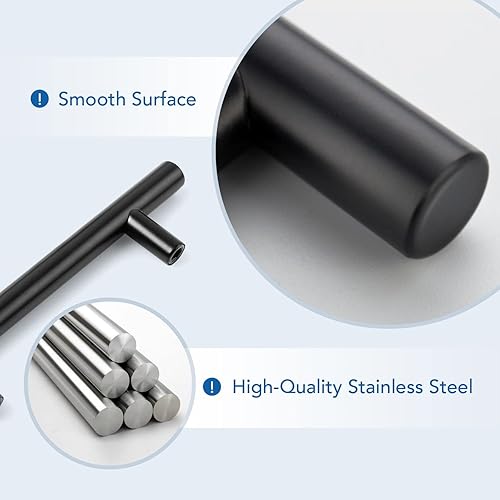 Miniatura 8 de Ravinte Paquete de 20 tiradores negros de gabinete de 4 pulgadas, manijas de gabinete de cocina de 6-38 pulgadas de longitud total, herrajes negros