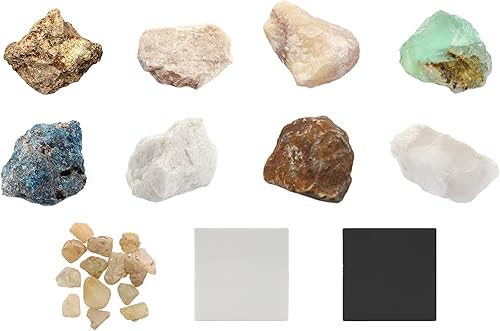 EISCO Kit de dureza de Moh, 12 piezas, incluye 9 especímenes de roca y minerales, 1 pulgada cada uno, actividad geológica para explorar e