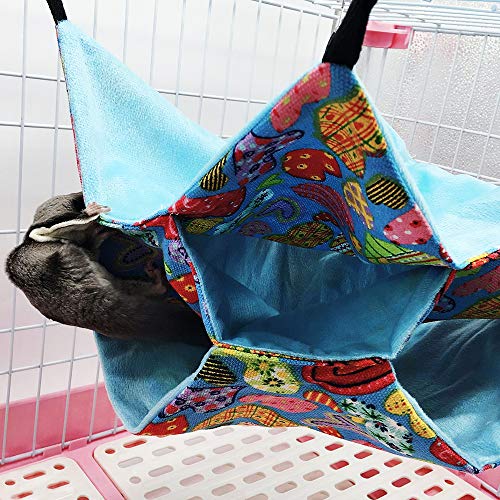 Small Animal Hanging Hammock Pet Swinging Bed 3 Tier Sleep Nap Sack Cage Accessories Kit Set Tunnel Ferret Rat Cave Sugar Glider Hideouts Warm Bedding For Squirrel Guinea Pig Parrot (Heart Pattern) #TOP7